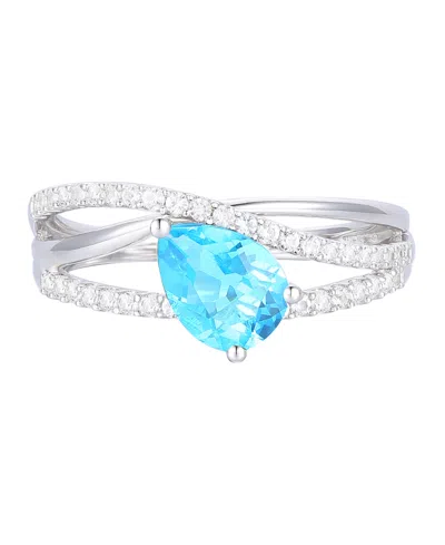 Macy's Amethyst (1-1/10 Ct. T.w.) & Lab-grown White Sapphire (1/3 Ct. T.w.) Ring In 14k Gold Over Sterling  In Blue