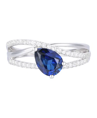 Macy's Amethyst (1-1/10 Ct. T.w.) & Lab-grown White Sapphire (1/3 Ct. T.w.) Ring In 14k Gold Over Sterling  In Blue