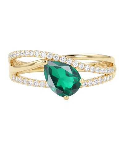 Macy's Amethyst (1-1/10 Ct. T.w.) & Lab-grown White Sapphire (1/3 Ct. T.w.) Ring In 14k Gold Over Sterling  In Green