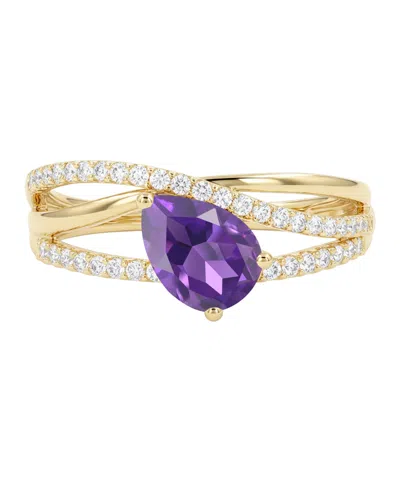 Macy's Amethyst (1-1/10 Ct. T.w.) & Lab-grown White Sapphire (1/3 Ct. T.w.) Ring In 14k Gold Over Sterling  In Purple