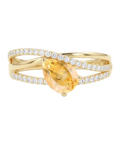 Macy's Amethyst (1-1/10 Ct. T.w.) & Lab-grown White Sapphire (1/3 Ct. T.w.) Ring In 14k Gold Over Sterling  In Yellow