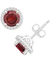 Macy's Amethyst (1-1/2 Ct. T.w.) & Diamond (1/5 Ct. T.w.) Halo Stud Earrings In Sterling Silver (also In Ci In Garnet