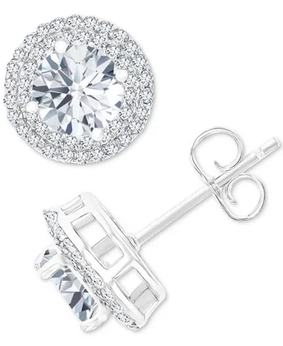 Macy's Amethyst (1-1/2 Ct. T.w.) & Lab-grown White Sapphire (1/2 Ct. T.w.) Halo Birthstone Stud Earrings In