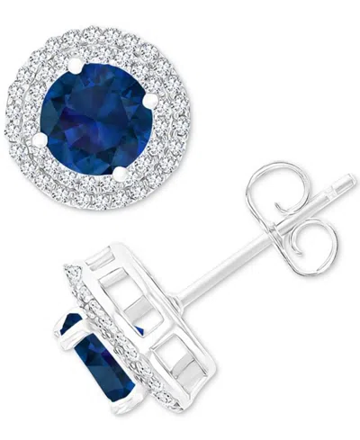 Macy's Amethyst (1-1/2 Ct. T.w.) & Lab-grown White Sapphire (1/2 Ct. T.w.) Halo Birthstone Stud Earrings In