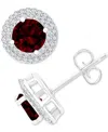 Macy's Amethyst (1-1/2 Ct. T.w.) & Lab-grown White Sapphire (1/2 Ct. T.w.) Halo Birthstone Stud Earrings In In Garnet