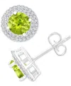 Macy's Amethyst (1-1/2 Ct. T.w.) & Lab-grown White Sapphire (1/2 Ct. T.w.) Halo Birthstone Stud Earrings In In Peridot