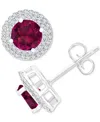 Macy's Amethyst (1-1/2 Ct. T.w.) & Lab-grown White Sapphire (1/2 Ct. T.w.) Halo Birthstone Stud Earrings In In Ruby