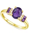 Macy's Amethyst (1-1/2 Ct. T.w.) & Lab-grown White Sapphire (1/20 Ct. T.w.) Statement Ring In 14k Gold-plat In Amethyst