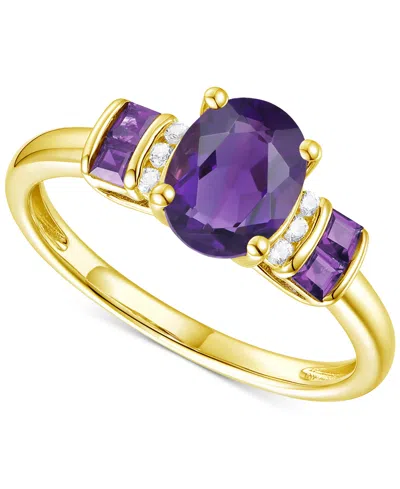 Macy's Amethyst (1-1/2 Ct. T.w.) & Lab-grown White Sapphire (1/20 Ct. T.w.) Statement Ring In 14k Gold-plat