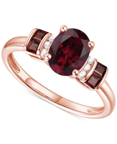 Macy's Amethyst (1-1/2 Ct. T.w.) & Lab-grown White Sapphire (1/20 Ct. T.w.) Statement Ring In 14k Gold-plat In Garnet