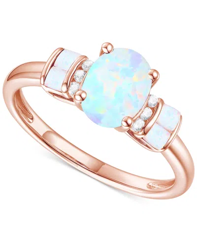Macy's Amethyst (1-1/2 Ct. T.w.) & Lab-grown White Sapphire (1/20 Ct. T.w.) Statement Ring In 14k Gold-plat In Opal