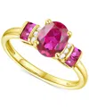 Macy's Amethyst (1-1/2 Ct. T.w.) & Lab-grown White Sapphire (1/20 Ct. T.w.) Statement Ring In 14k Gold-plat In Ruby