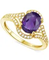 Macy's Amethyst (1-1/2 Ct. T.w.) & Lab-grown White Sapphire (1/4 Ct. T.w.) Open Frame Ring In 14k Gold-plat In Amethyst