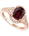 Macy's Amethyst (1-1/2 Ct. T.w.) & Lab-grown White Sapphire (1/4 Ct. T.w.) Open Frame Ring In 14k Gold-plat In Garnet