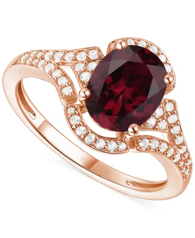 Macy's Amethyst (1-1/2 Ct. T.w.) & Lab-grown White Sapphire (1/4 Ct. T.w.) Open Frame Ring In 14k Gold-plat In Garnet