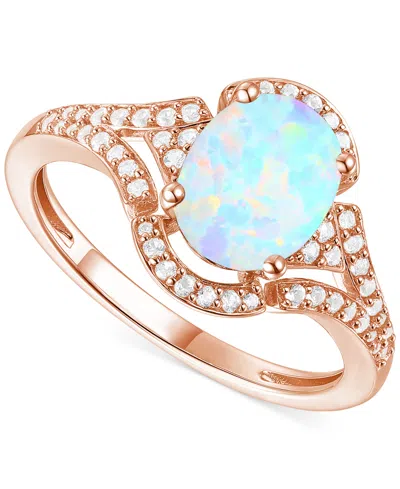 Macy's Amethyst (1-1/2 Ct. T.w.) & Lab-grown White Sapphire (1/4 Ct. T.w.) Open Frame Ring In 14k Gold-plat In Opal