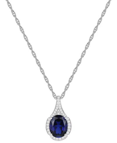Macy's Amethyst (1-1/2 Ct. T.w.) & Lab-grown White Sapphire (1/8 Ct. T.w.) Oval Halo 18" Pendant Necklace I