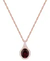 Macy's Amethyst (1-1/2 Ct. T.w.) & Lab-grown White Sapphire (1/8 Ct. T.w.) Oval Halo 18" Pendant Necklace I In Garnet