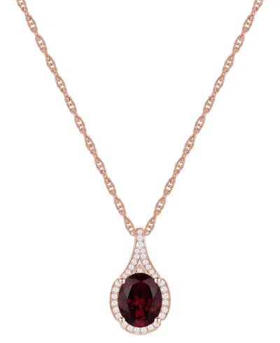 Macy's Amethyst (1-1/2 Ct. T.w.) & Lab-grown White Sapphire (1/8 Ct. T.w.) Oval Halo 18" Pendant Necklace I In Garnet