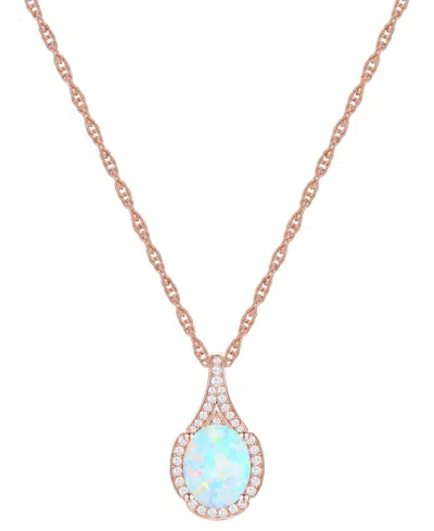 Macy's Amethyst (1-1/2 Ct. T.w.) & Lab-grown White Sapphire (1/8 Ct. T.w.) Oval Halo 18" Pendant Necklace I In Opal
