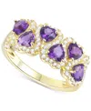 Macy's Amethyst (1-1/2 Ct. T.w.) & Lab-grown White Sapphire (3/8 Ct. T.w.) Heart Cluster Statement Ring In In Amethyst