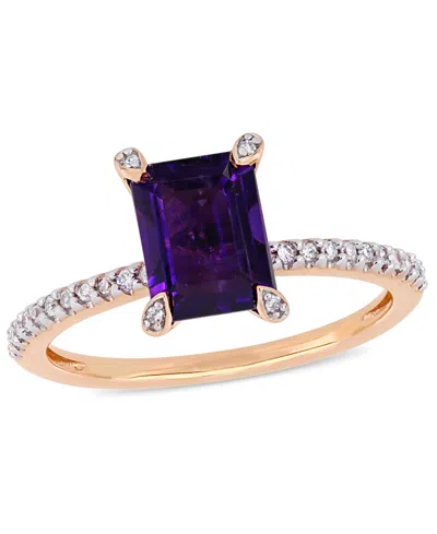 Macy's Amethyst (1-1/2 Ct.t.w.) And Diamond (1/10 Ct.t.w.) Ring In 10k Rose Gold