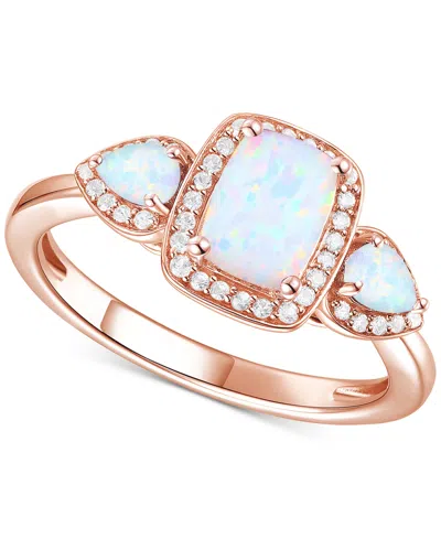 Macy's Amethyst (1-1/20 Ct. T.w.) & Lab-grown White Sapphire (1/6 Ct. T.w.) Three Stone Halo Ring In 14k Go In Opal