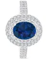 Macy's Amethyst (1-1/20 Ct. T.w.) & Lab-grown White Sapphire (3/4 Ct. T.w.) Oval Halo Birthstone Ring In St In Sapphire
