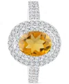 Macy's Amethyst (1-1/20 Ct. T.w.) & Lab-grown White Sapphire (3/4 Ct. T.w.) Oval Halo Birthstone Ring In St In Citrine
