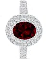 Macy's Amethyst (1-1/20 Ct. T.w.) & Lab-grown White Sapphire (3/4 Ct. T.w.) Oval Halo Birthstone Ring In St In Garnet