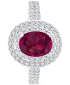 Macy's Amethyst (1-1/20 Ct. T.w.) & Lab-grown White Sapphire (3/4 Ct. T.w.) Oval Halo Birthstone Ring In St In Ruby