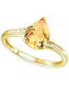 Macy's Amethyst (1-1/3 Ct. T.w.) & Lab-grown White Sapphire (1/10 Ct. T.w.) Pear Swirl Ring In 14k Gold-pla In Citrine