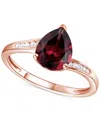 Macy's Amethyst (1-1/3 Ct. T.w.) & Lab-grown White Sapphire (1/10 Ct. T.w.) Pear Swirl Ring In 14k Gold-pla In Garnet