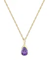 MACY'S AMETHYST (1-1/3 CT. T.W.) & LAB-GROWN WHITE SAPPHIRE (1/20 CT. T.W.) PEAR 18" PENDANT NECKLACE IN 14