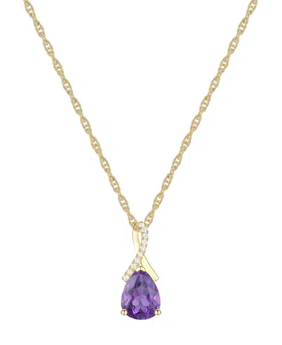 Macy's Amethyst (1-1/3 Ct. T.w.) & Lab-grown White Sapphire (1/20 Ct. T.w.) Pear 18" Pendant Necklace In 14