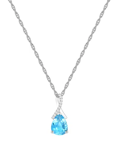Macy's Amethyst (1-1/3 Ct. T.w.) & Lab-grown White Sapphire (1/20 Ct. T.w.) Pear 18" Pendant Necklace In 14 In Blue Topaz