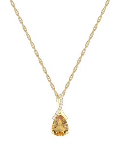 Macy's Amethyst (1-1/3 Ct. T.w.) & Lab-grown White Sapphire (1/20 Ct. T.w.) Pear 18" Pendant Necklace In 14 In Citrine