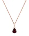 Macy's Amethyst (1-1/3 Ct. T.w.) & Lab-grown White Sapphire (1/20 Ct. T.w.) Pear 18" Pendant Necklace In 14 In Garnet