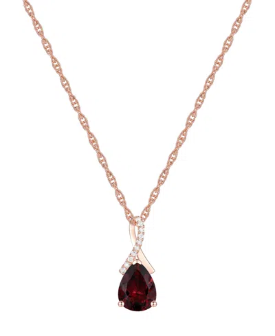 Macy's Amethyst (1-1/3 Ct. T.w.) & Lab-grown White Sapphire (1/20 Ct. T.w.) Pear 18" Pendant Necklace In 14 In Garnet