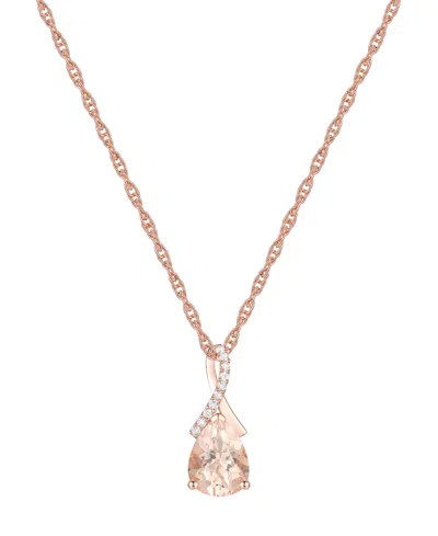Macy's Amethyst (1-1/3 Ct. T.w.) & Lab-grown White Sapphire (1/20 Ct. T.w.) Pear 18" Pendant Necklace In 14 In Morganite