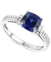 Macy's Amethyst (1-1/3 Ct. T.w.) & Lab-grown White Sapphire (1/4 Ct. T.w.) Cushion Ring In 14k Gold-plated In Sapphire