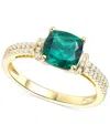 Macy's Amethyst (1-1/3 Ct. T.w.) & Lab-grown White Sapphire (1/4 Ct. T.w.) Cushion Ring In 14k Gold-plated In Emerald