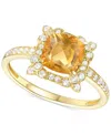 Macy's Amethyst (1-1/3 Ct. T.w.) & Lab-grown White Sapphire (1/4 Ct. T.w.) Halo Ring In 14k Gold-plated Ste In Citrine