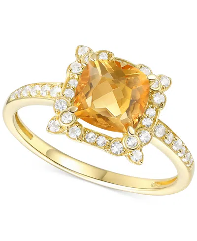 Macy's Amethyst (1-1/3 Ct. T.w.) & Lab-grown White Sapphire (1/4 Ct. T.w.) Halo Ring In 14k Gold-plated Ste In Citrine