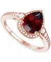 Macy's Amethyst (1-1/3 Ct. T.w.) & Lab-grown White Sapphire (1/4 Ct. T.w.) Halo Ring In 14k Gold-plated Ste In Garnet