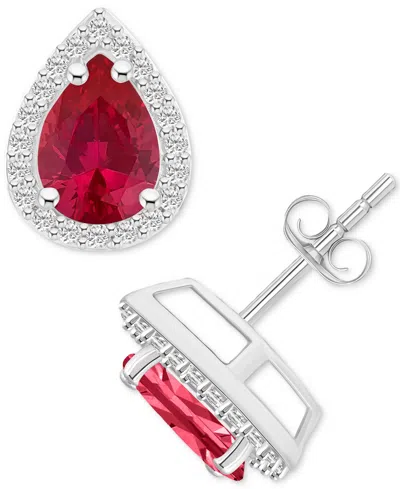 Macy's Amethyst (1-1/3 Ct. T.w.) & Lab Grown White Sapphire (1/4 Ct. T.w.) Stud Earrings In 10k Gold (also In Blue