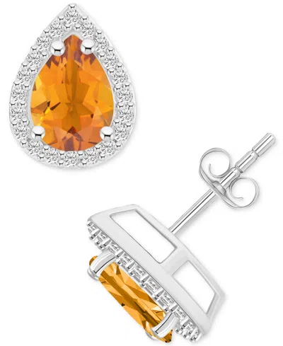 Macy's Amethyst (1-1/3 Ct. T.w.) & Lab Grown White Sapphire (1/4 Ct. T.w.) Stud Earrings In 10k Gold (also In Orange