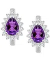 Macy's Amethyst (1-1/3 Ct. T.w.) & White Topaz (1/3 Ct. T.w.) Hoop Earrings In Sterling Silver (also Availa In Amethyst