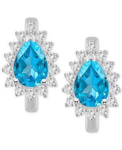 Macy's Amethyst (1-1/3 Ct. T.w.) & White Topaz (1/3 Ct. T.w.) Hoop Earrings In Sterling Silver (also Availa In Blue Topaz