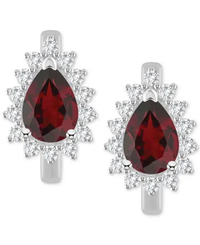 Macy's Amethyst (1-1/3 Ct. T.w.) & White Topaz (1/3 Ct. T.w.) Hoop Earrings In Sterling Silver (also Availa In Garnet